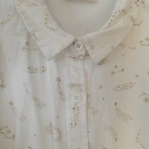 Mini Boden Gold Stars Galaxies Button-down Shirt Girls 15-16Y